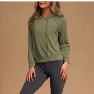 Lulus Year Round Back Cutout Drawstring Hoodie NWT size Small  Green